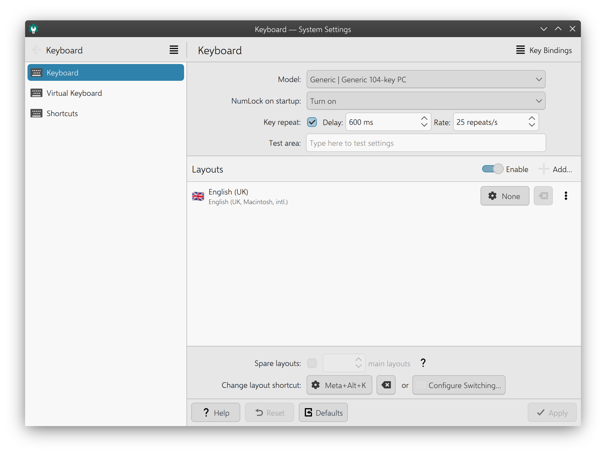 Setting the keyboard input on KDE